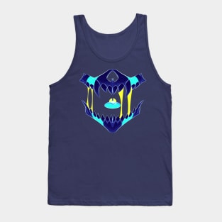 Demon Skull Mask 7 BIG NEON BLUE GLOW Tank Top